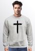 Sweatshirt Herren Aufdruck Kreuz Cross Faith Glaube Trend-Motiv Techwear Rundhals-Pullover Fashion Neverless®preview