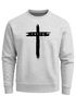 Sweatshirt Herren Aufdruck Kreuz Cross Faith Glaube Trend-Motiv Techwear Rundhals-Pullover Fashion Neverless®preview