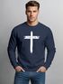 Sweatshirt Herren Aufdruck Kreuz Cross Faith Glaube Trend-Motiv Techwear Rundhals-Pullover Fashion Neverless®preview