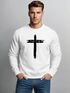 Sweatshirt Herren Aufdruck Kreuz Cross Faith Glaube Trend-Motiv Techwear Rundhals-Pullover Fashion Neverless®preview