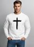 Sweatshirt Herren Aufdruck Kreuz Cross Faith Glaube Trend-Motiv Techwear Rundhals-Pullover Fashion Neverless®preview