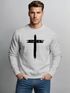 Sweatshirt Herren Aufdruck Kreuz Cross Faith Glaube Trend-Motiv Techwear Rundhals-Pullover Fashion Neverless®preview