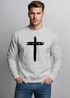 Sweatshirt Herren Aufdruck Kreuz Cross Faith Glaube Trend-Motiv Techwear Rundhals-Pullover Fashion Neverless®preview