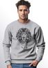 Sweatshirt Herren Aufdruck Löwe Boho Style Atzekenmuster Traumfänger Ethno-Print Rundhals-Pullover Neverless®preview