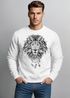 Sweatshirt Herren Aufdruck Löwe Boho Style Atzekenmuster Traumfänger Ethno-Print Rundhals-Pullover Neverless®preview