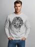 Sweatshirt Herren Aufdruck Löwe Boho Style Atzekenmuster Traumfänger Ethno-Print Rundhals-Pullover Neverless®preview