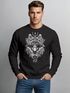 Sweatshirt Herren Aufdruck Wolf-Motiv Print Boho Bohemian Ethno Style Rundhals-Pullover Neverless®preview