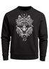 Sweatshirt Herren Aufdruck Wolf-Motiv Print Boho Bohemian Ethno Style Rundhals-Pullover Neverless®preview