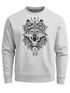 Sweatshirt Herren Aufdruck Wolf-Motiv Print Boho Bohemian Ethno Style Rundhals-Pullover Neverless®preview