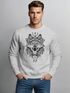 Sweatshirt Herren Aufdruck Wolf-Motiv Print Boho Bohemian Ethno Style Rundhals-Pullover Neverless®preview