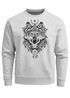 Sweatshirt Herren Aufdruck Wolf-Motiv Print Boho Bohemian Ethno Style Rundhals-Pullover Neverless®preview