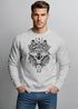 Sweatshirt Herren Aufdruck Wolf-Motiv Print Boho Bohemian Ethno Style Rundhals-Pullover Neverless®preview