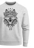 Sweatshirt Herren Aufdruck Wolf-Motiv Print Boho Bohemian Ethno Style Rundhals-Pullover Neverless®preview