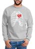 Sweatshirt Herren Brustkorb Skelett Rippen Herz Rundhals-Pullover Moonworks®preview