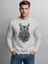 Sweatshirt Herren Eule Atzekenmuster Boho Bohamian Atzec Owl geometrisch Rundhals-Pullover Neverless®preview