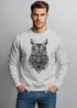 Sweatshirt Herren Eule Atzekenmuster Boho Bohamian Atzec Owl geometrisch Rundhals-Pullover Neverless®preview