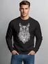 Sweatshirt Herren Eule Atzekenmuster Boho Bohamian Atzec Owl geometrisch Rundhals-Pullover Neverless®preview