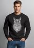 Sweatshirt Herren Eule Atzekenmuster Boho Bohamian Atzec Owl geometrisch Rundhals-Pullover Neverless®preview