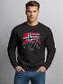 Sweatshirt Herren Frontprint Pullover mit Print Discover Norway Outdoor Design mit Flagge und Bergmotiv Fashion Streetwear Neverless®preview