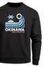 Sweatshirt Herren Frontprint Pullover mit Print Okinawa Wave Retro Design Palme Sonne Welle Fashion Streetwear Neverless®preview