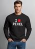 Sweatshirt Herren I Love Pixel Rundhals-Pullover Moonworks®preview