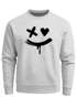 Sweatshirt Herren mit Aufdruck Motiv Smile Print Rundhals-Pullover Fashion Streetwear Neverless®preview