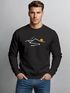 Sweatshirt Herren ohne Kapuze Bergmotiv Line Art Frontprint Rundhals-Pullover Fashion Streetwear Neverless®preview