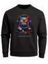 Sweatshirt Herren ohne Kapuze Frontprint DJ Cat Musik Katze Pullover Fashion Neon Retro Streetwear Neverless®preview