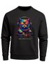 Sweatshirt Herren ohne Kapuze Frontprint DJ Cat Musik Katze Pullover Fashion Neon Retro Streetwear Neverless®preview