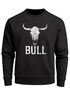 Sweatshirt Herren ohne Kapuze Frontprint Pullover Bullenschädel Distressed Design Aufdruck Fashion Streetwear Neverless®preview