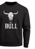 Sweatshirt Herren ohne Kapuze Frontprint Pullover Bullenschädel Distressed Design Aufdruck Fashion Streetwear Neverless®preview