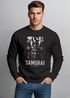 Sweatshirt Herren ohne Kapuze Japan Samurai Frontprint Rundhals-Pullover Fashion Streetwear Männer Neverless®preview