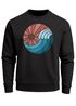 Sweatshirt Herren Print Welle Sonne Retro Vintage Oldschool Rundhals-Pullover Fashion Streetwear Neverless®preview