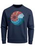 Sweatshirt Herren Print Welle Sonne Retro Vintage Oldschool Rundhals-Pullover Fashion Streetwear Neverless®preview