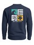 Sweatshirt Herren Pullover mit Graphic Backprint mit Welle, Blume und Sonne – Retro Streetwear Fashion Männer Neverless®preview