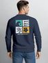 Sweatshirt Herren Pullover mit Graphic Backprint mit Welle, Blume und Sonne – Retro Streetwear Fashion Männer Neverless®preview