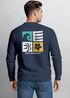 Sweatshirt Herren Pullover mit Graphic Backprint mit Welle, Blume und Sonne – Retro Streetwear Fashion Männer Neverless®preview