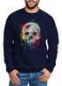 Sweatshirt Herren Skull Totenkopf Neon Splatter Rundhals-Pullover Moonworks®preview