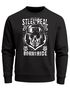 Sweatshirt Herren Steel Is Real Biker Totenkopf Rundhals-Pullover Neverless® Skull Stahlhelm Born To Ridepreview