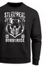 Sweatshirt Herren Steel Is Real Biker Totenkopf Rundhals-Pullover Neverless® Skull Stahlhelm Born To Ridepreview
