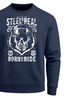 Sweatshirt Herren Steel Is Real Biker Totenkopf Rundhals-Pullover Neverless® Skull Stahlhelm Born To Ridepreview