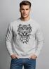 Sweatshirt Herren Tiger Boho Zentangle Bohamian Atzec Federn Traumfänger Rundhals-Pullover Neverless®preview