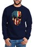 Sweatshirt Herren USA Amerika Flagge auf Totenkopf Rundhals-Pullover Neverless®preview