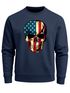 Sweatshirt Herren USA Amerika Flagge auf Totenkopf Rundhals-Pullover Neverless®preview