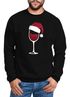 Sweatshirt Herren Weihnachten Weinglas mit Weihnachtsmütze Weihnachtsmotiv Rundhals-Pullover Moonworks®preview