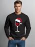 Sweatshirt Herren Weihnachten Weinglas mit Weihnachtsmütze Weihnachtsmotiv Rundhals-Pullover Moonworks®preview
