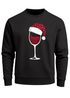 Sweatshirt Herren Weihnachten Weinglas mit Weihnachtsmütze Weihnachtsmotiv Rundhals-Pullover Moonworks®preview
