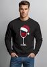 Sweatshirt Herren Weihnachten Weinglas mit Weihnachtsmütze Weihnachtsmotiv Rundhals-Pullover Moonworks®preview