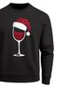 Sweatshirt Herren Weihnachten Weinglas mit Weihnachtsmütze Weihnachtsmotiv Rundhals-Pullover Moonworks®preview
