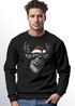 Sweatshirt Herren Weihnachtspullover Aufdruck Rentier Hirsch mit Weihnachtsmütze Weihnachtsoutfit Männer Moonworks®preview